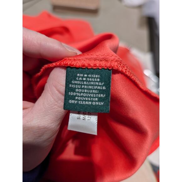 Lauren Ralph Lauren Womens Georgette Dress 10 Knee Length Coral Flutter Sleeve - Picture 6 of 6